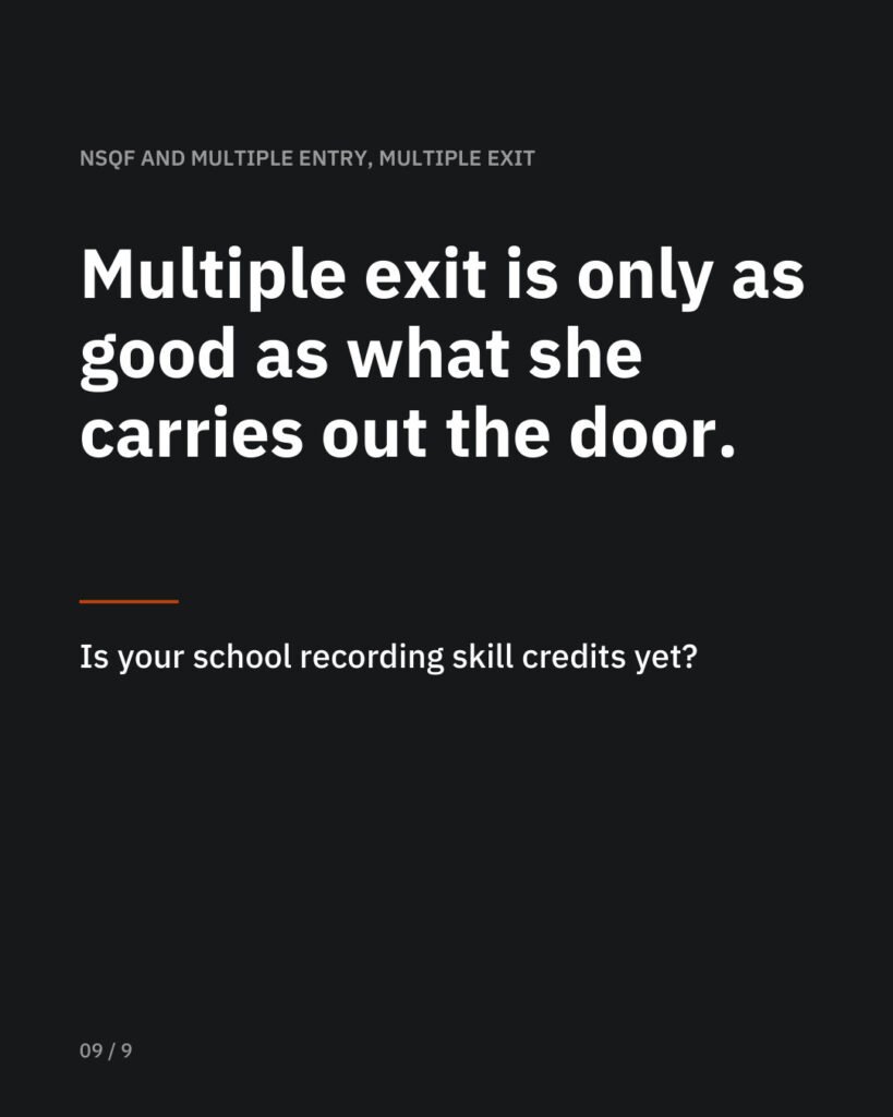 NSQF and multiple entry, multiple exit, 9