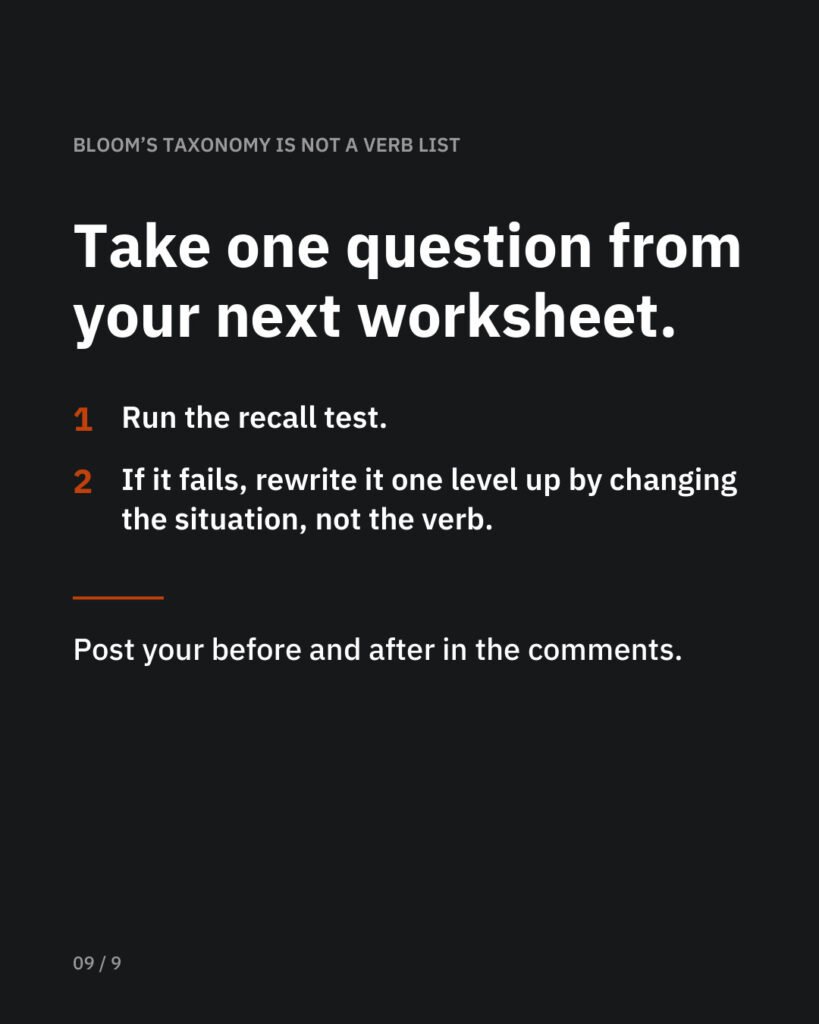 Bloom’s Taxonomy is not a verb list, 9